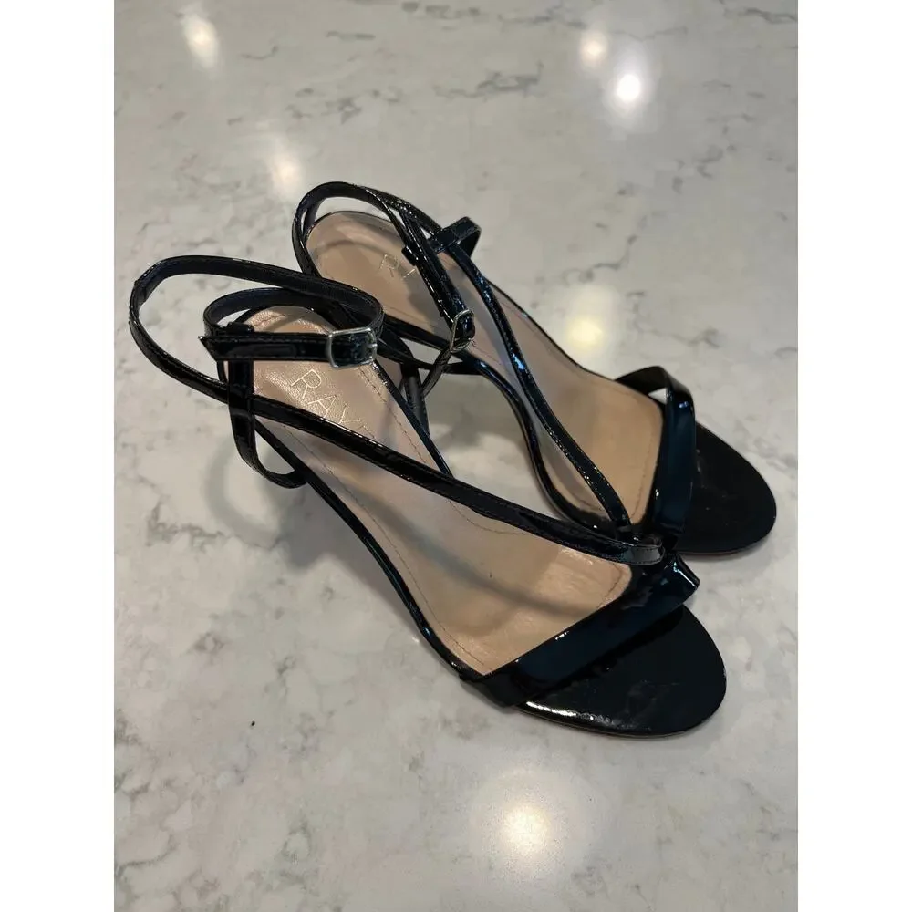 Raye Women’s Strappy Ankle Strap Open Toe Party Block High Heels Size 6.5 Black